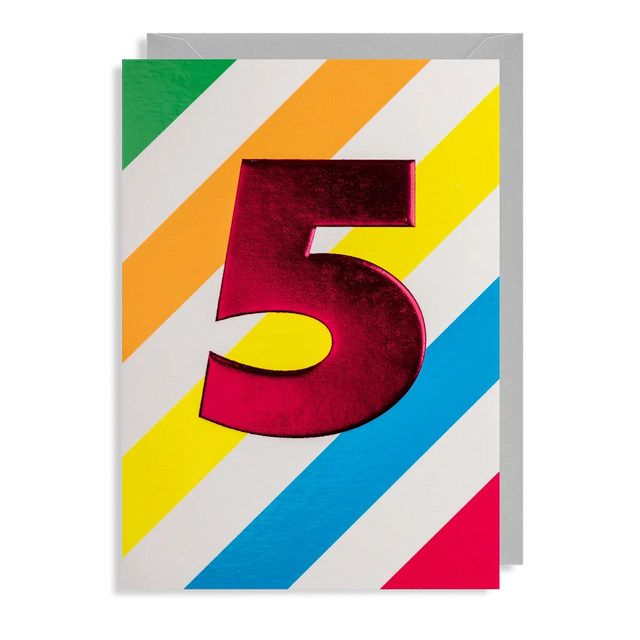 Age 5 Rainbow Stripe Birthday Card
