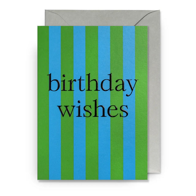 Blue & Green Striped Birthday Wishes Card