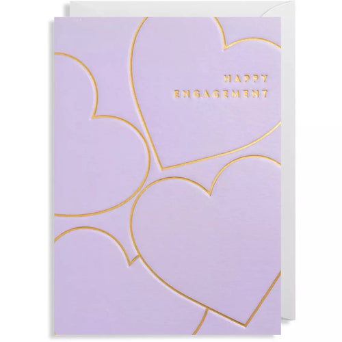 Happy Engagement Lilac & Gold Heart Card