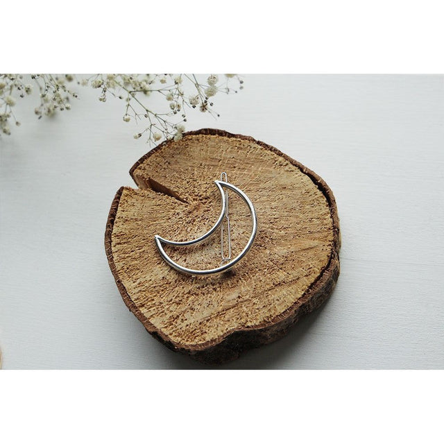 Luna Half Moon Silver Hair Clip