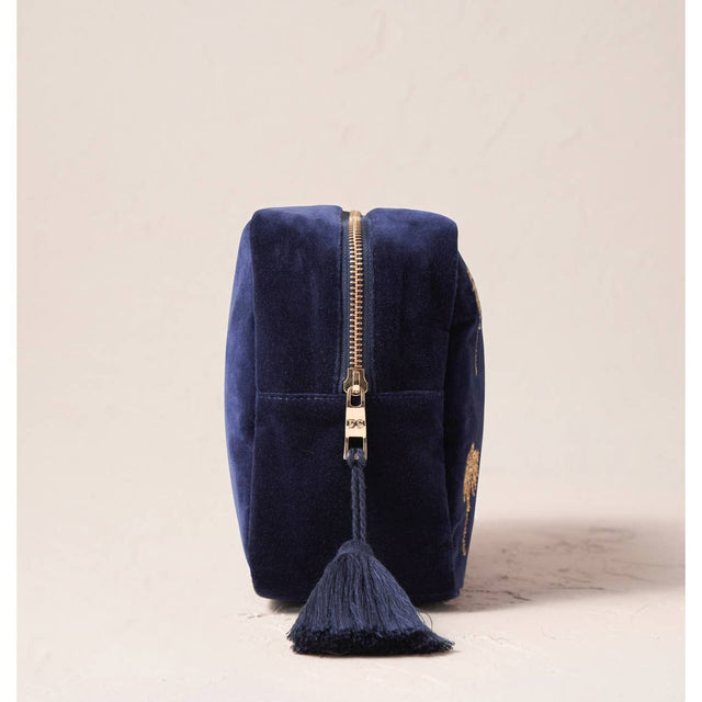 Gold Palm Tree Velvet Wash Bag