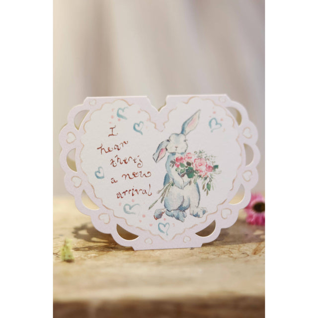 New Arrival Heart Cut Out Card