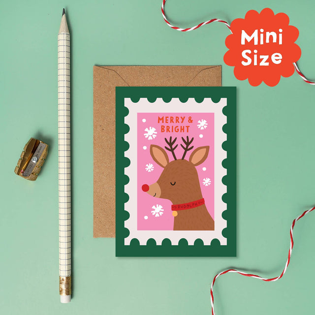 Rudolph Stamp Mini Christmas Card