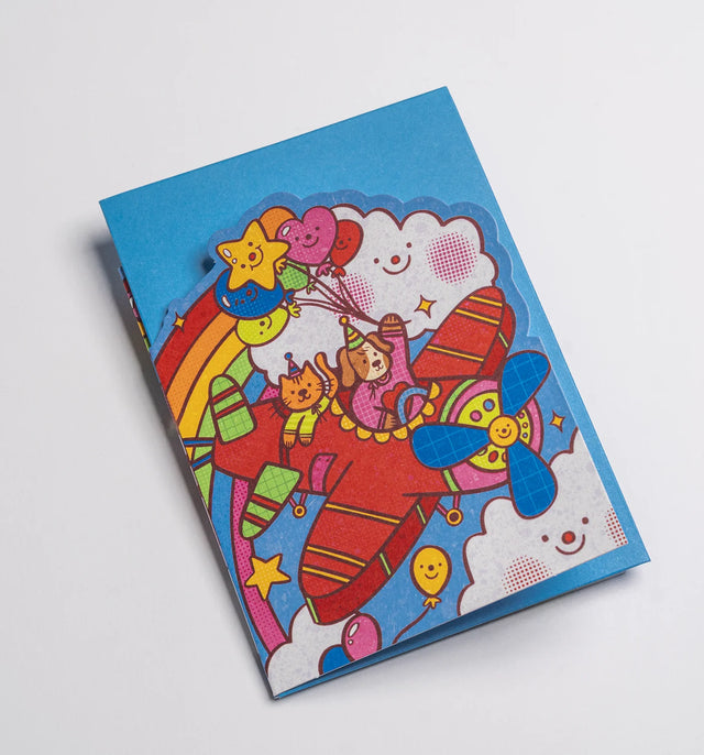 Birthday Banner Plane Fold Out Concertina Card