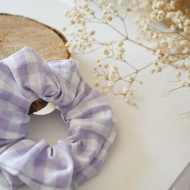 Lilac Gingham Scrunchie