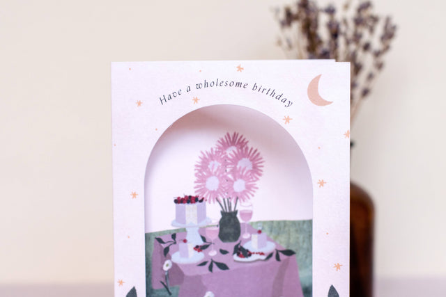 Wholesome Birthday Tablescape Arch Birthday Card