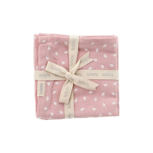 Set Of 2 Pink Leaf Muslins