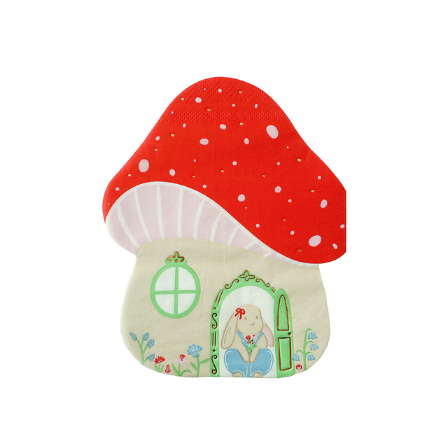 Bunnies In The Garden Mushroom House Napkins