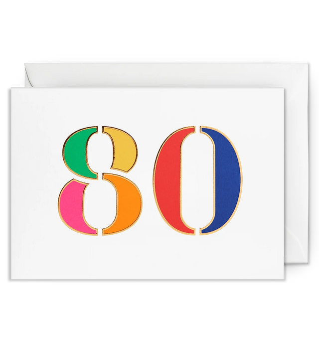 Age 80 Rainbow Birthday Card