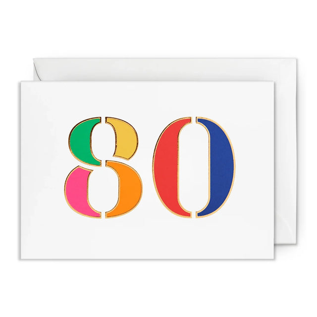 Age 80 Rainbow Birthday Card