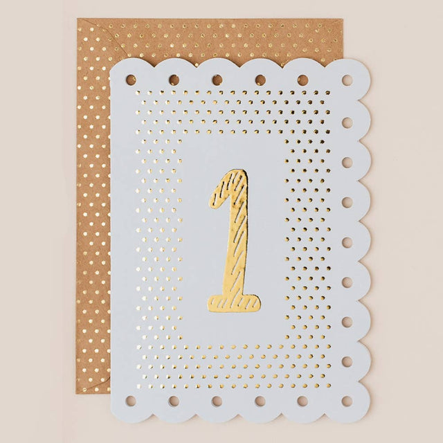 Blue Age 1 Card with Broderie Border