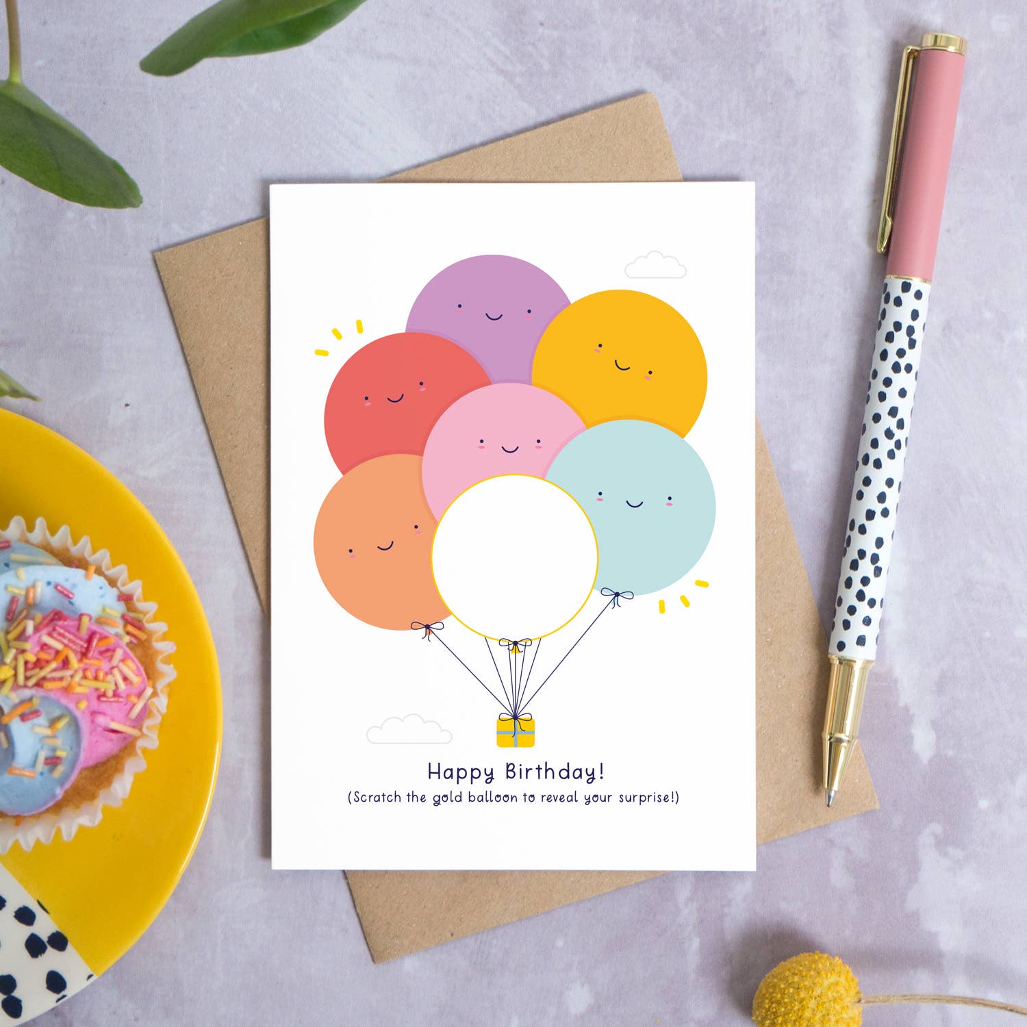 Rainbow Birthday Balloons Scratch Card