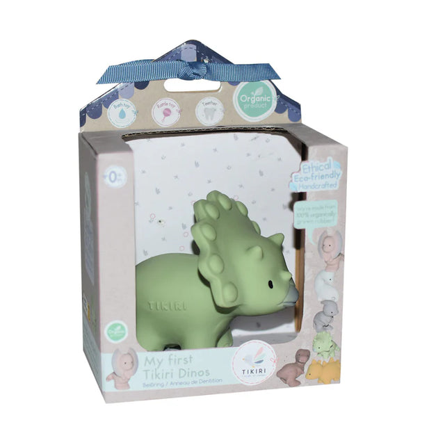 Boxed Triceratops Natural Rubber Rattle & Bath Toy