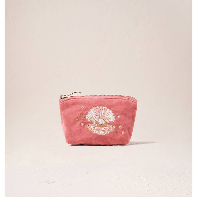 Pearl Shell Velvet Coin Purse