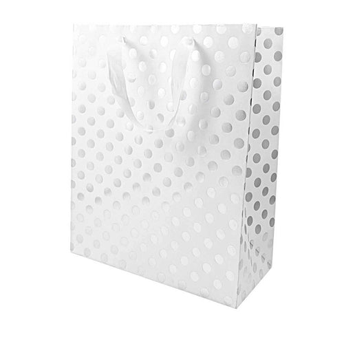 Medium White Silver Spot Gift Bag