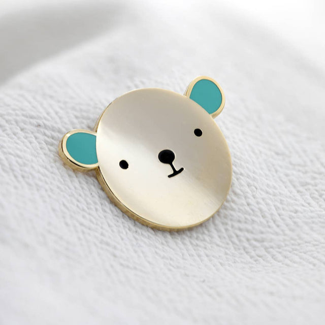 Turquoise Bear Hug Enamel Pin