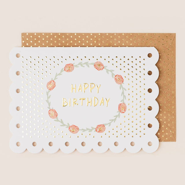 Birthday Wreath Broderie Border Card