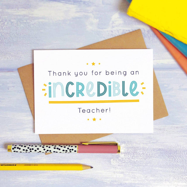 Incredible Teacher Thank You Card: Rainbow