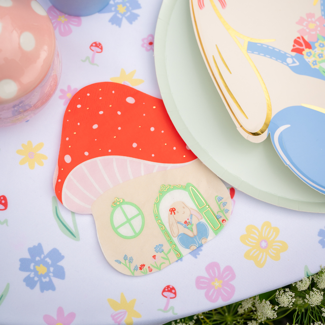 Bunnies In The Garden Mushroom House Napkins