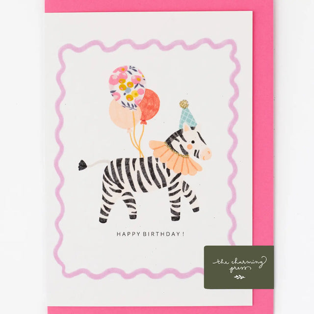 Liberty Pink Zebra Birthday Card