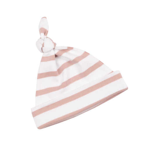 Dusty Pink & White Striped Baby Hat