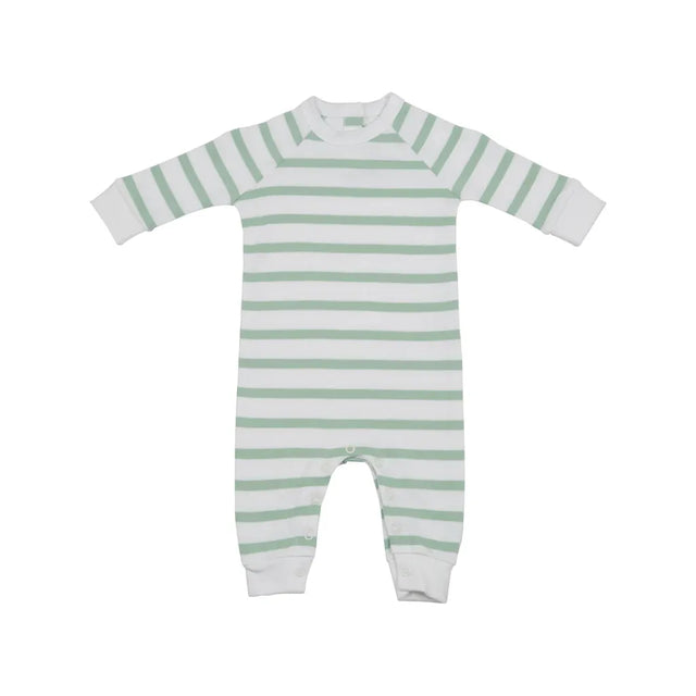 Seafoam & White Breton Striped All-in-One