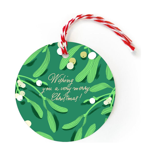 Mistletoe Round Gift Tags