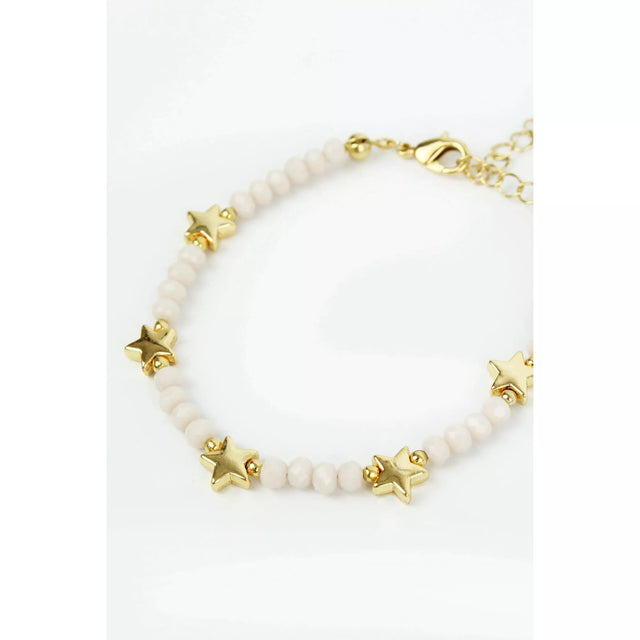 Cream Facet Star Beaded Bracelet