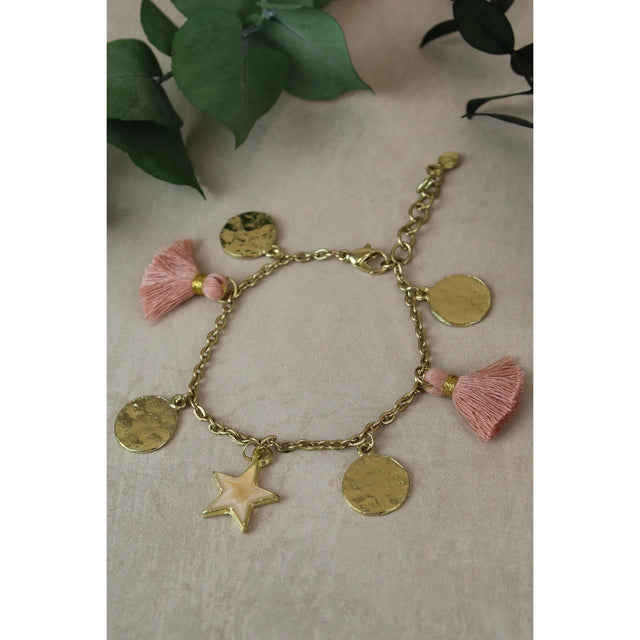 Pink Star & Tassel Charm Bracelet