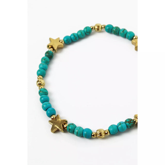 Mint Facet Star Beaded Bracelet