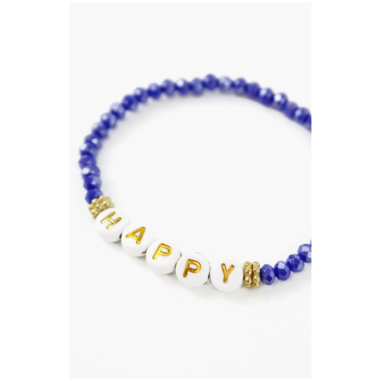Electric Blue Happy Beaded Bracelet
