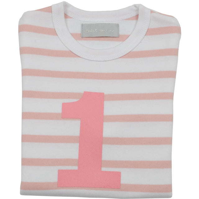 Dusty Pink & White Breton Stripe Number T Shirts
