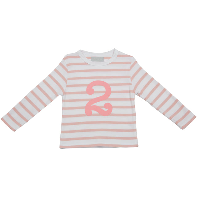 Dusty Pink & White Breton Stripe Number T Shirts