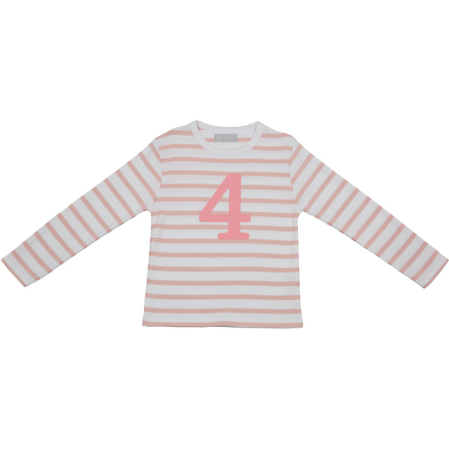 Dusty Pink & White Breton Stripe Number T Shirts