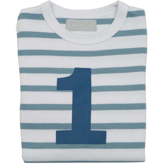 Blue & White Breton Striped Number T Shirts