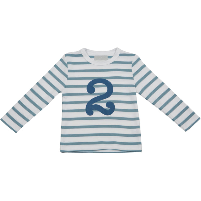 Blue & White Breton Striped Number T Shirts