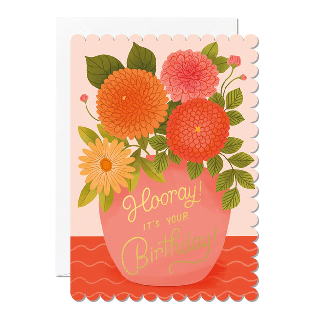 Hooray Floral Vase Birthday Card
