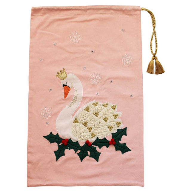 Swan Embroidered Sack
