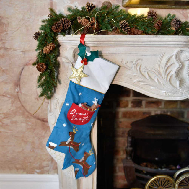 Reindeer Embroidered Christmas Stocking