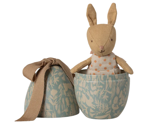 Easter Egg With Micro Rabbit: Dusty Blue