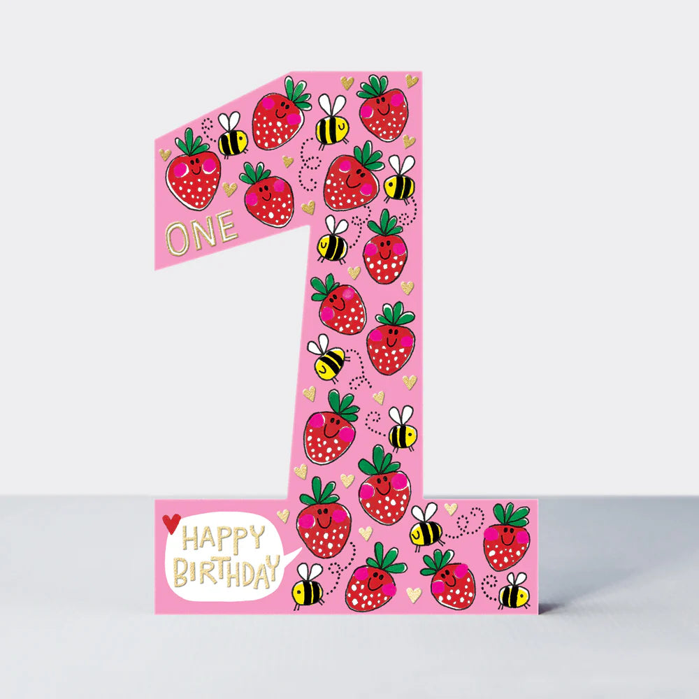 Age 1 Strawberries & Bees Card