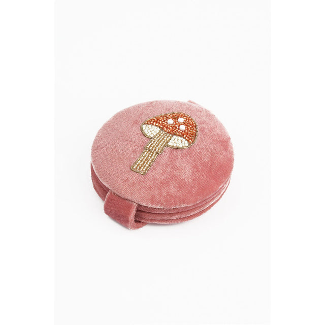 Beaded Mushroom Pocket Mirror