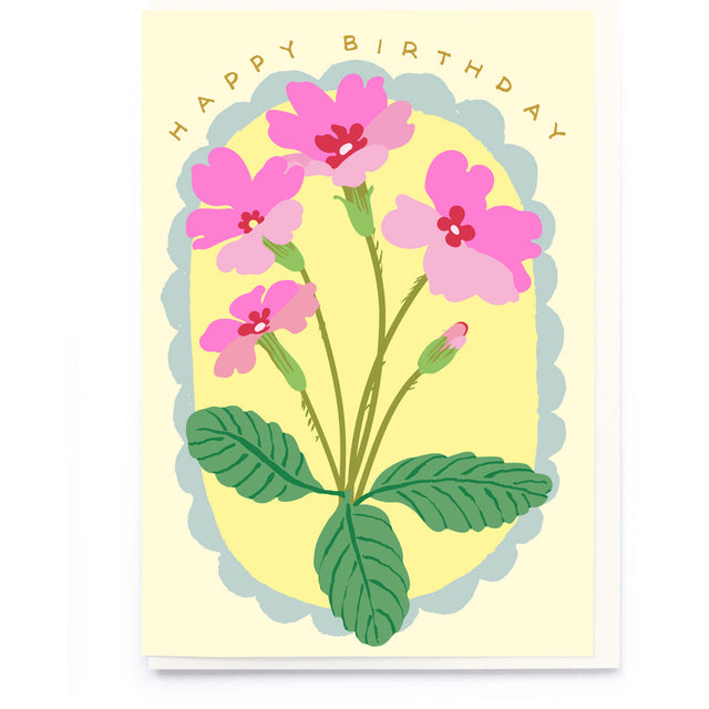 Vintage Flowers Happy Birthday Card
