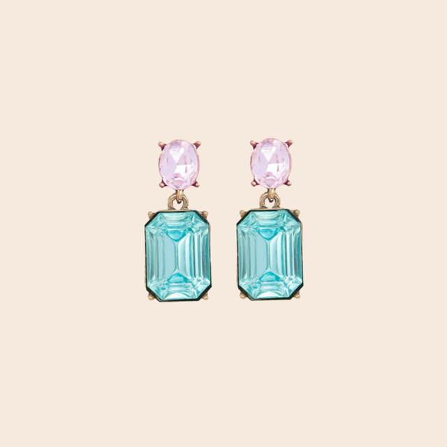 Oval Twin Gem Post Earrings