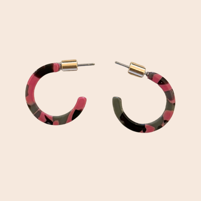 Marbled Resin Hoop Earrings