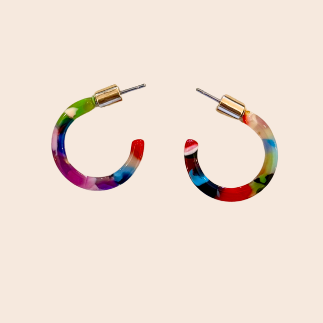 Marbled Resin Hoop Earrings