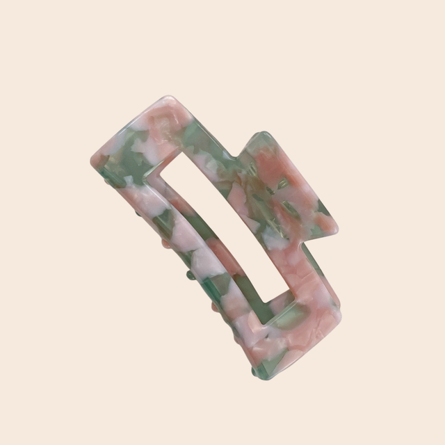 Green & Pink Mid Size Resin Claw Clip