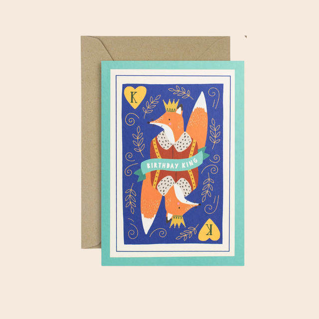 Fox King Birthday Card