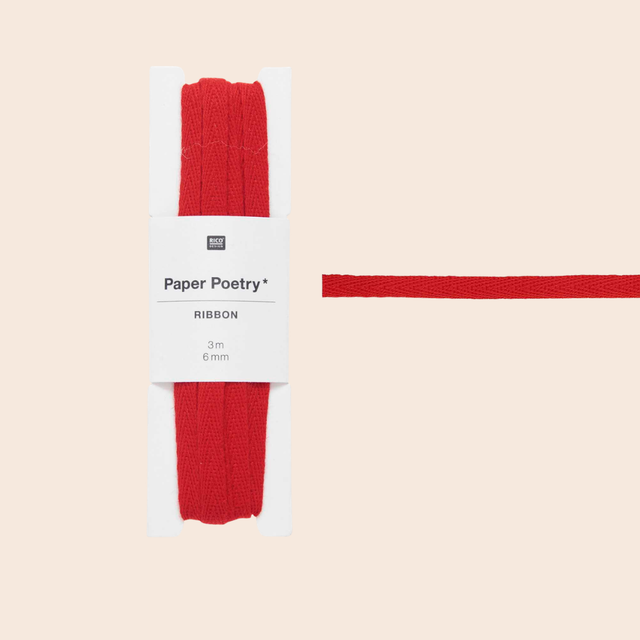 Red Cotton Ribbon: 6 mm