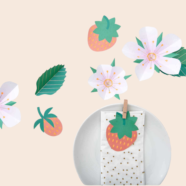 Strawberries & Flowers Paper Decorations